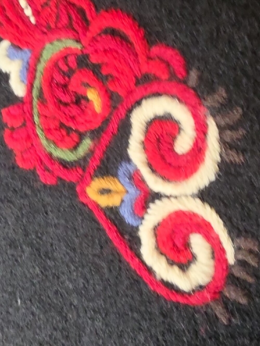 Vrikke Norwegian Black Wool Vest with Red Embroidered Accents Colorful Tradition - Picture 6 of 8